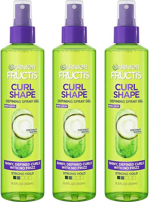 Garnier Fructis Style Curl Shape Defining Spray Hair Gel, Strong Hold Frizz Control for Curly, Wavy, and Coily Hair, Nourishing Formula, 8.5 fl oz, 3 Count (Packaging May Vary) - Image 1