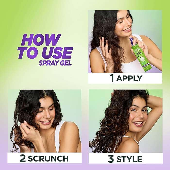 Garnier Fructis Style Curl Shape Defining Spray Hair Gel, Strong Hold Frizz Control for Curly, Wavy, and Coily Hair, Nourishing Formula, 8.5 fl oz, 3 Count (Packaging May Vary) - Image 6