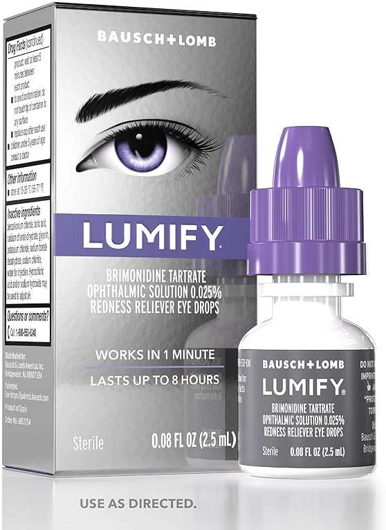 LUMIFY Eye Drops for Red Eyes, Redness Reliever for Brighter Looking Eyes, Works in 1 Minute & Lasts Up to 8 Hours, Eye Drops, 0.08 Fl Oz (2.5 mL) - Image 1