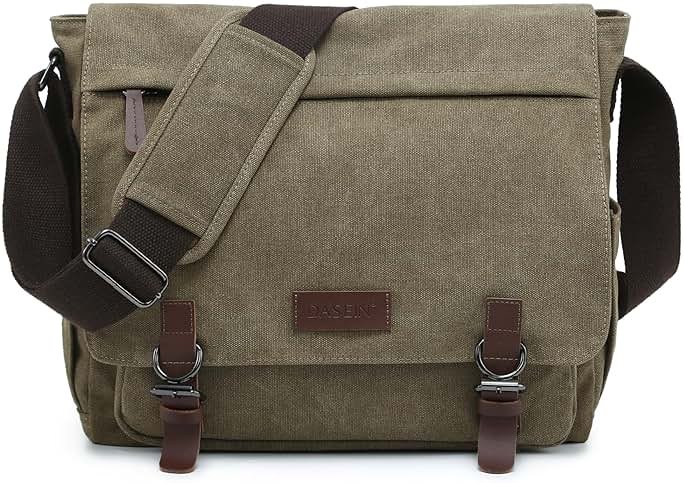 Large Vintage Canvas Messenger Shoulder Bag Travel Crossbody Purse Briefcase Business Bag for 15inch Laptop - Product Image