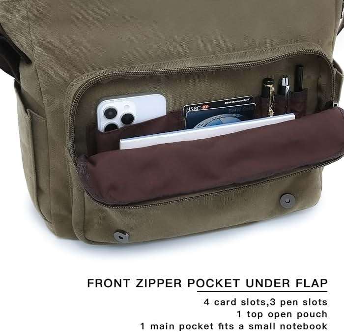 Large Vintage Canvas Messenger Shoulder Bag Travel Crossbody Purse Briefcase Business Bag for 15inch Laptop - Image 5