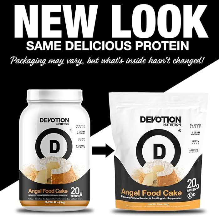 Devotion Nutrition Angel Food Cake Protein Powder for Shakes, Baking, Pancakes, Desserts – 20g Whey Isolate & Casein Protein Blend – No Added Sugar, Low Carb, Gluten-Free, Keto-Friendly with MCT – 2lb - Image 2