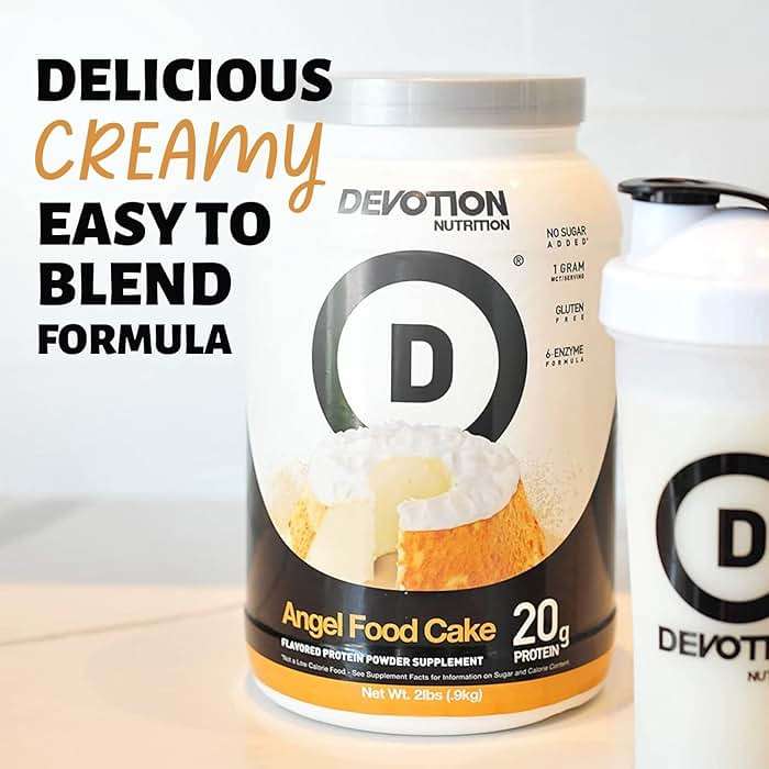 Devotion Nutrition Angel Food Cake Protein Powder for Shakes, Baking, Pancakes, Desserts – 20g Whey Isolate & Casein Protein Blend – No Added Sugar, Low Carb, Gluten-Free, Keto-Friendly with MCT – 2lb - Image 4