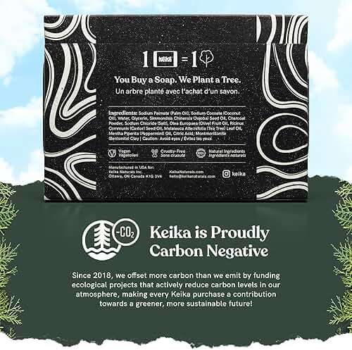Keika Charcoal Black Soap Bar for Eczema, Psoriasis, Face, Body, Men Women Teens with Oily Skin, 5 oz. - Image 3