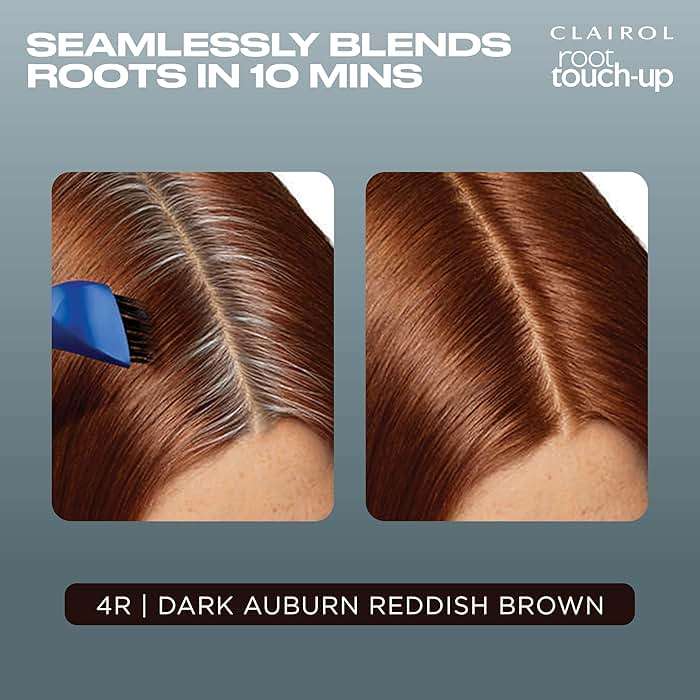 Clairol Root Touch-Up by Nice'n Easy Permanent Hair Dye, 4R Dark Auburn/Reddish Brown Hair Color | 100% Gray Coverage | Easy Brush Application | Matches Professional Salon Shades | Pack of 1 - Image 4