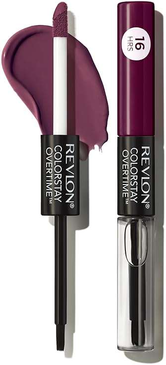 Revlon ColorStay Overtime Liquid Lipstick with Clear Lip Gloss, Long-Lasting Lip Color, Dual Ended with Moisturizing Vitamin E, 500 Limitless Black Cherry, 0.07 fl oz - Image 1