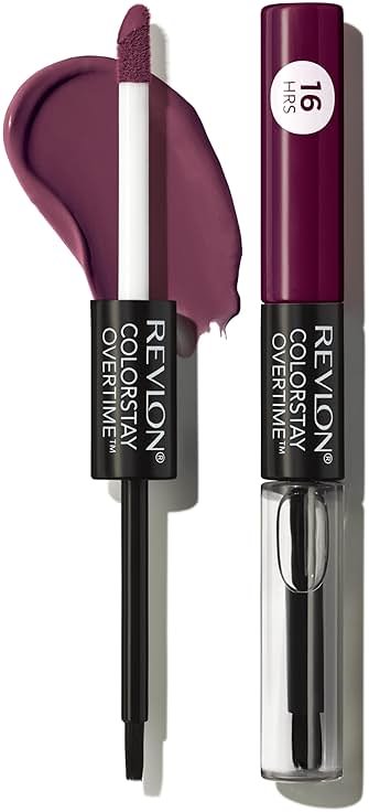 Revlon ColorStay Overtime Liquid Lipstick with Clear Lip Gloss, Long-Lasting Lip Color, Dual Ended with Moisturizing Vitamin E, 500 Limitless Black Cherry, 0.07 fl oz - Product Image
