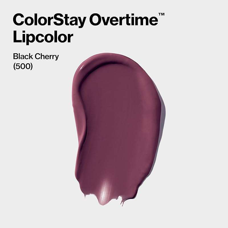 Revlon ColorStay Overtime Liquid Lipstick with Clear Lip Gloss, Long-Lasting Lip Color, Dual Ended with Moisturizing Vitamin E, 500 Limitless Black Cherry, 0.07 fl oz - Image 3