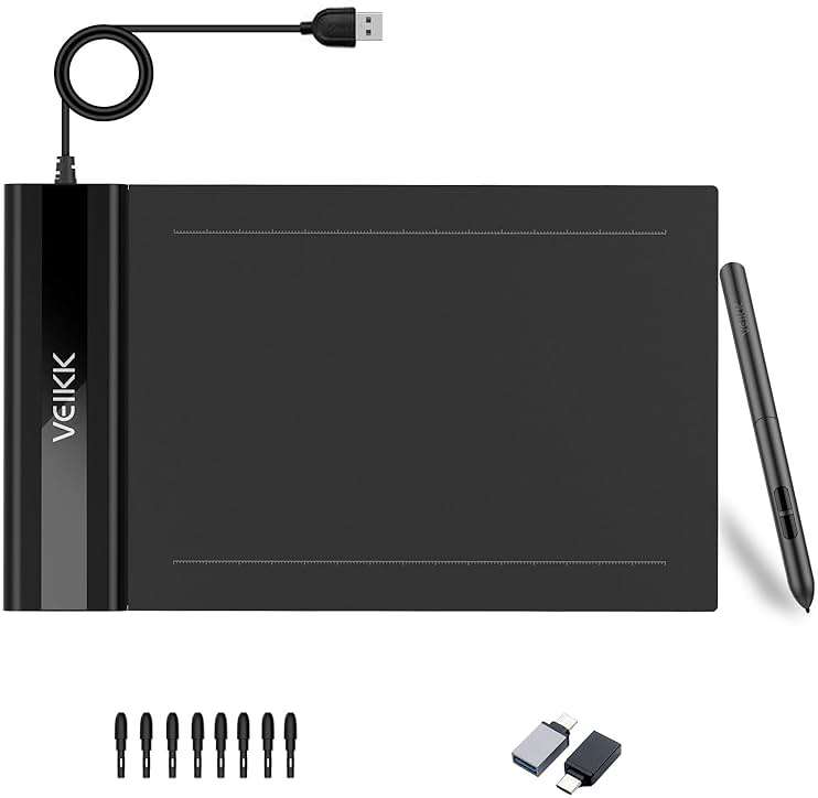 Graphics Drawing Tablet VEIKK S640 6x4 Inch Portable OSU Tablet with 8192 Levels Battery-free Stylus Pen for Digital Art&Animation,compatible with PC/Mac/Linux/Windows | with 8192 Levels Battery-free Stylus Pen, For Drawing,Online class/E-learning/Signature Pad - Image 1