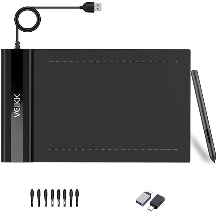 Graphics Drawing Tablet VEIKK S640 6x4 Inch Portable OSU Tablet with 8192 Levels Battery-free Stylus Pen for Digital Art&Animation,compatible with PC/Mac/Linux/Windows | with 8192 Levels Battery-free Stylus Pen, For Drawing,Online class/E-learning/Signature Pad - Product Image