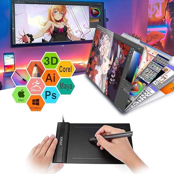Graphics Drawing Tablet VEIKK S640 6x4 Inch Portable OSU Tablet with 8192 Levels Battery-free Stylus Pen for Digital Art&Animation,compatible with PC/Mac/Linux/Windows | with 8192 Levels Battery-free Stylus Pen, For Drawing,Online class/E-learning/Signature Pad - Image 4