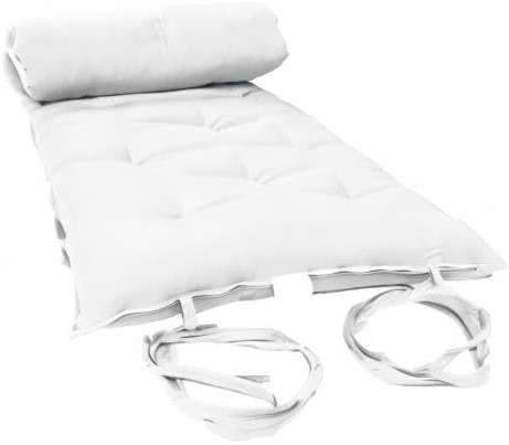 D&D Futon Furniture Traditional Japanese Floor Rolling Mattress, Cotton Battings/Foam/Polyester Batting, Shikifuton (White, 80 x 54 x 3 in Thick Full Size) - Image 2