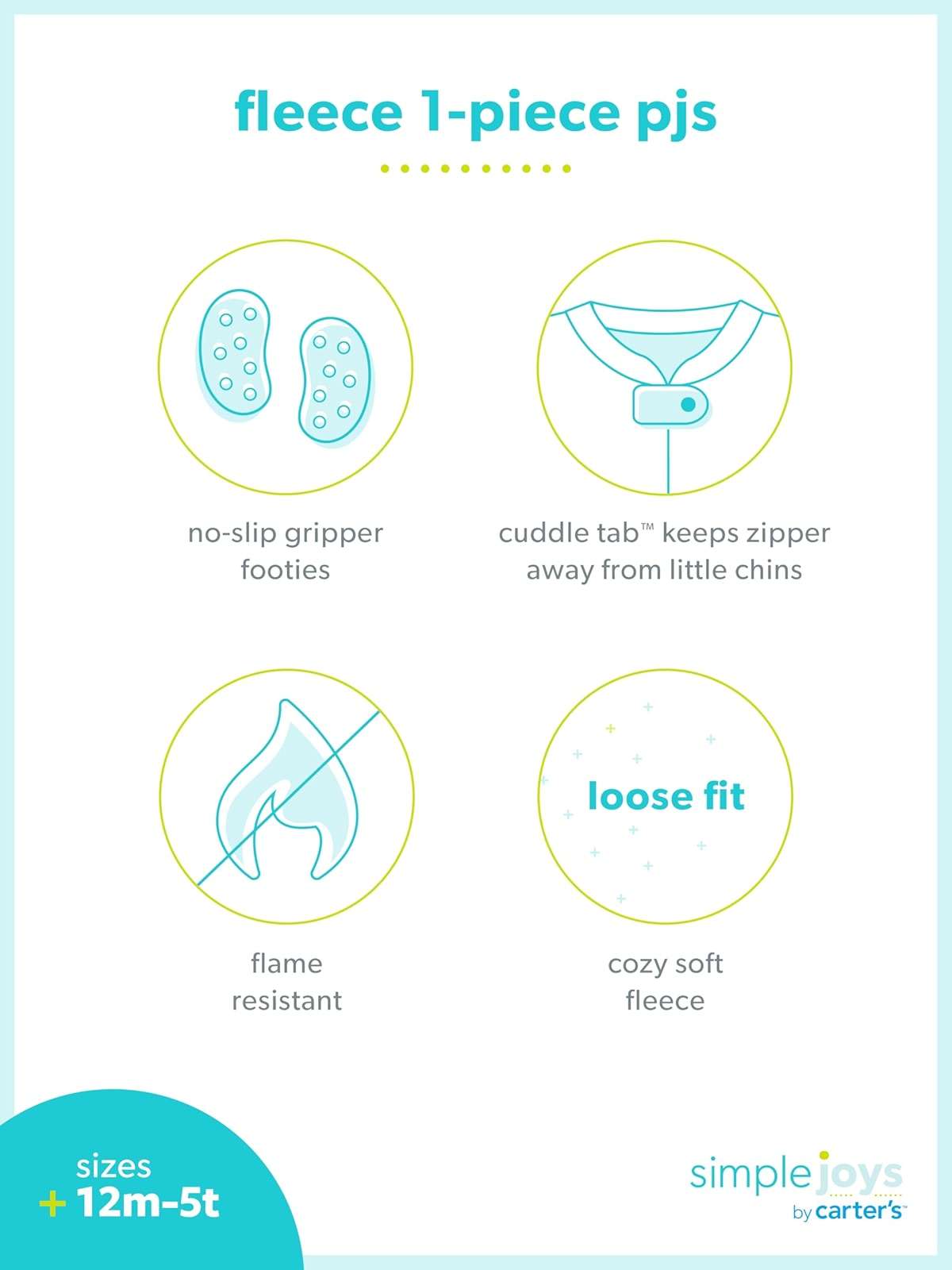 Simple Joys by Carter's Baby Boys Loose-Fit Flame Resistant Fleece Footed Pajamas - Image 6