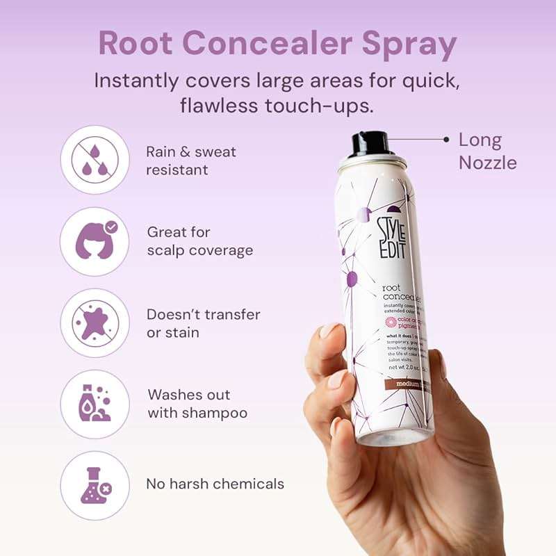 Style Edit Root Touch Up Spray | Temporary Hair Color for Gray Roots and Thinning Hair | Salon-Quality, Transfer-Resistant Hair Concealer | Medium Brown, 2 oz - Image 2
