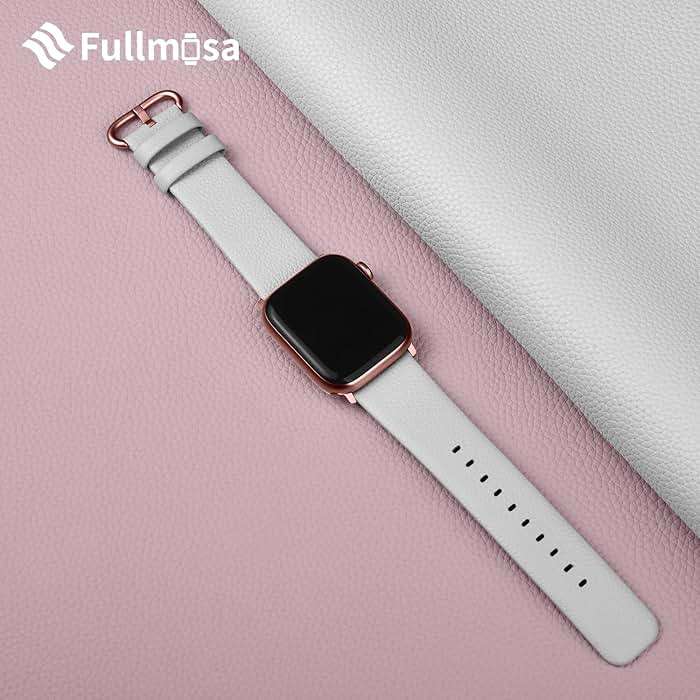 Fullmosa Leather Bands Compatible with Apple Watch Band 49mm 46mm 45mm 44mm 42mm for Men Women, Top Grain Genuine Leather Strap for iWatch Series 11/10/9/8/7/6/5/4/3/2/1,Ultra3/2/1,SE3/2/1, Off-white/Rose Gold - Image 2