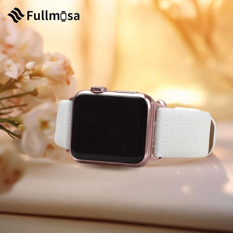 Fullmosa Leather Bands Compatible with Apple Watch Band 49mm 46mm 45mm 44mm 42mm for Men Women, Top Grain Genuine Leather Strap for iWatch Series 11/10/9/8/7/6/5/4/3/2/1,Ultra3/2/1,SE3/2/1, Off-white/Rose Gold - Image 3