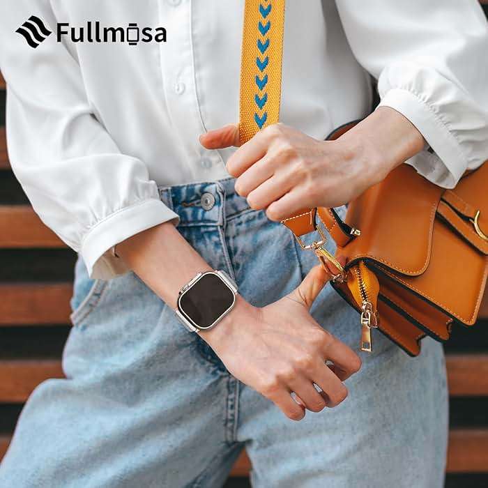 Fullmosa Leather Bands Compatible with Apple Watch Band 49mm 46mm 45mm 44mm 42mm for Men Women, Top Grain Genuine Leather Strap for iWatch Series 11/10/9/8/7/6/5/4/3/2/1,Ultra3/2/1,SE3/2/1, Off-white/Rose Gold - Image 5