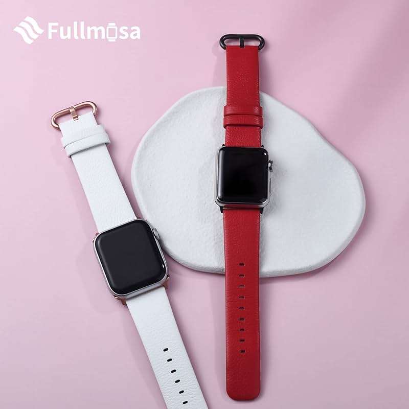 Fullmosa Leather Bands Compatible with Apple Watch Band 49mm 46mm 45mm 44mm 42mm for Men Women, Top Grain Genuine Leather Strap for iWatch Series 11/10/9/8/7/6/5/4/3/2/1,Ultra3/2/1,SE3/2/1, Off-white/Rose Gold - Image 8