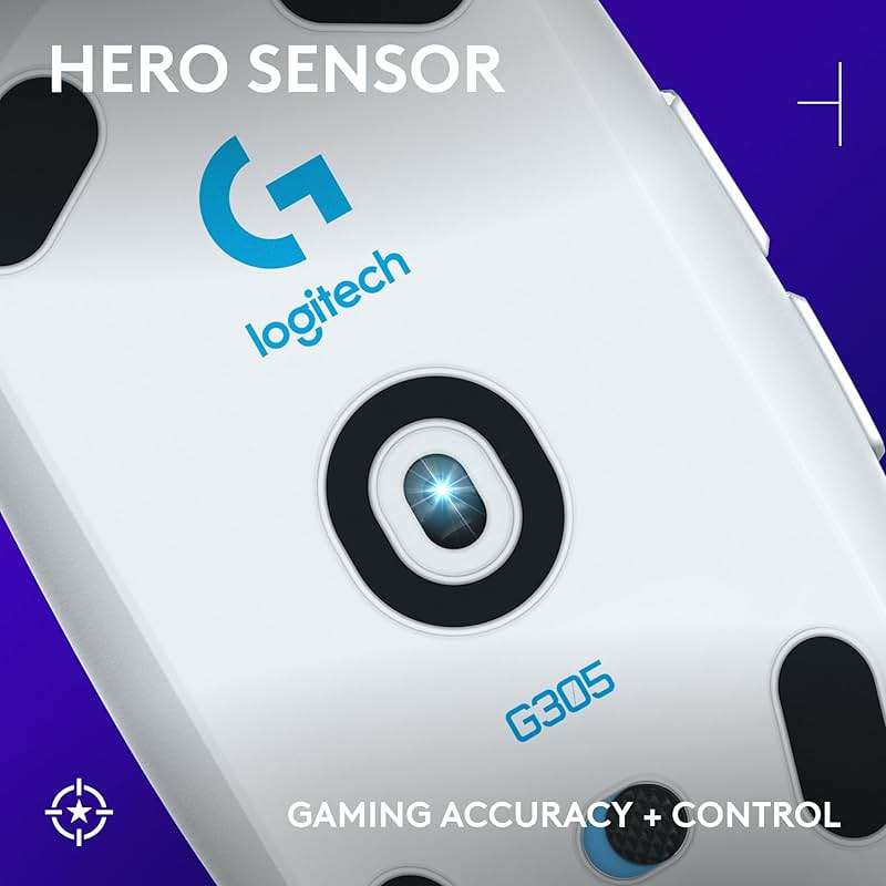 Logitech G305 Lightspeed Wireless Gaming Mouse, Hero Sensor, 12,000 DPI, Lightweight, 6 Programmable Buttons, 250h Battery, On-Board Memory, Compatible with PC, Mac - White - Image 3