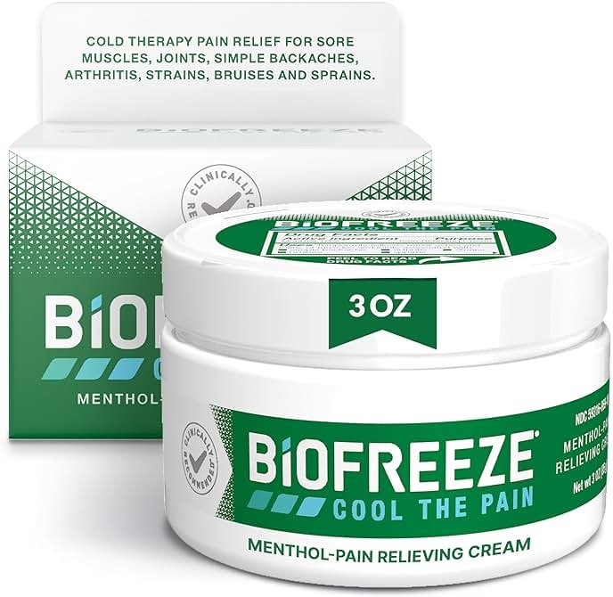 Biofreeze Pain Relief Cream for Knee, Neck, Hip, Joint, Shoulder, & Simple Backache, Arthritis Pain Reliever, Sore Muscle Relief, Cooling Menthol Pain Cream, 3 Oz - Product Image