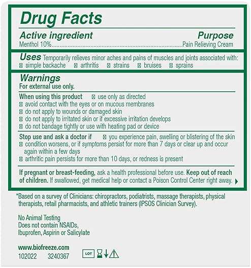 Biofreeze Pain Relief Cream for Knee, Neck, Hip, Joint, Shoulder, & Simple Backache, Arthritis Pain Reliever, Sore Muscle Relief, Cooling Menthol Pain Cream, 3 Oz - Image 11