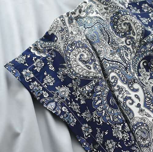 Eikei Home Damask Medallion Luxury Duvet Quilt Cover Boho Paisley Print Bedding Set 400 Thread Count Egyptian Cotton Sateen Vibrant Bohemian Pattern (Midnight, Queen) - Image 6