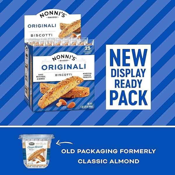 Nonni's Originali Classic Almond Biscotti Cookies – Individually Wrapped Italian Coffee Snack, Crunchy Twice-Baked, 80 Cal Each, 17.25 oz Carton - Image 4