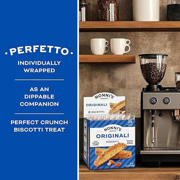 Nonni's Originali Classic Almond Biscotti Cookies – Individually Wrapped Italian Coffee Snack, Crunchy Twice-Baked, 80 Cal Each, 17.25 oz Carton - Image 6