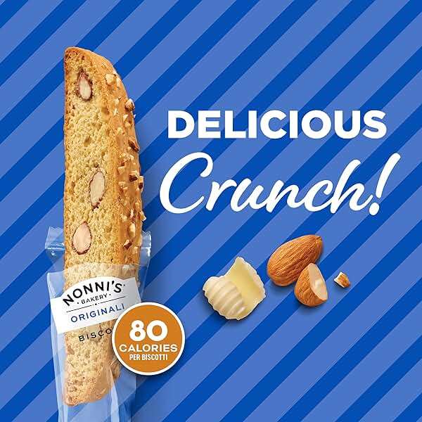 Nonni's Originali Classic Almond Biscotti Cookies – Individually Wrapped Italian Coffee Snack, Crunchy Twice-Baked, 80 Cal Each, 17.25 oz Carton - Image 8