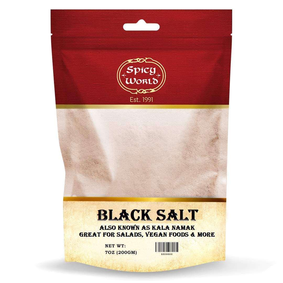 Spicy World Black Salt Powder (Kala Namak Mineral) 7 Oz - Vegan, Pure, Unrefined, Non-GMO & Natural - Perfect for Tofu Scramble, Egg Taste - Image 1