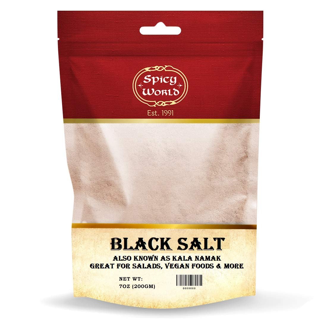 Spicy World Black Salt Powder (Kala Namak Mineral) 7 Oz - Vegan, Pure, Unrefined, Non-GMO & Natural - Perfect for Tofu Scramble, Egg Taste - Product Image