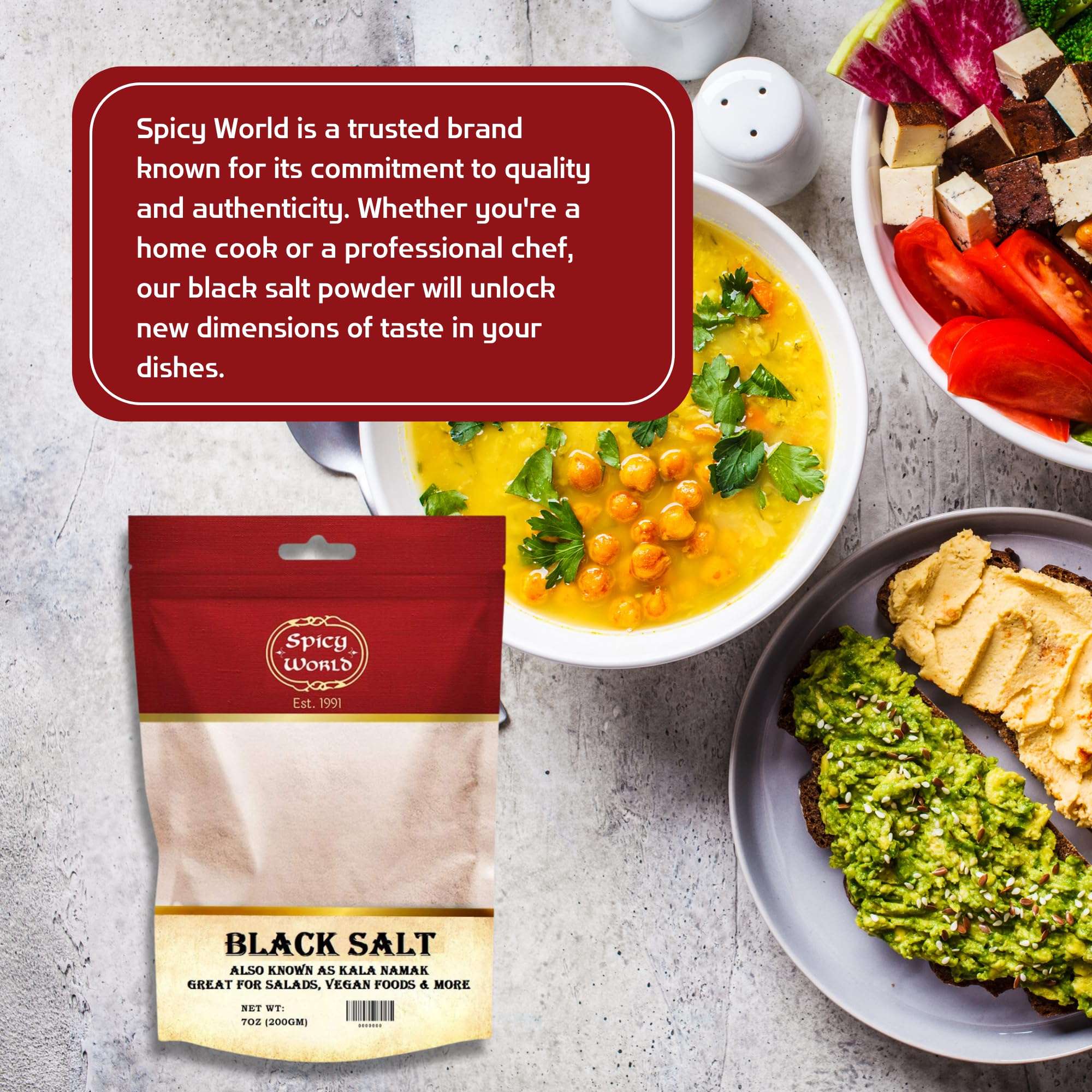Spicy World Black Salt Powder (Kala Namak Mineral) 7 Oz - Vegan, Pure, Unrefined, Non-GMO & Natural - Perfect for Tofu Scramble, Egg Taste - Image 5