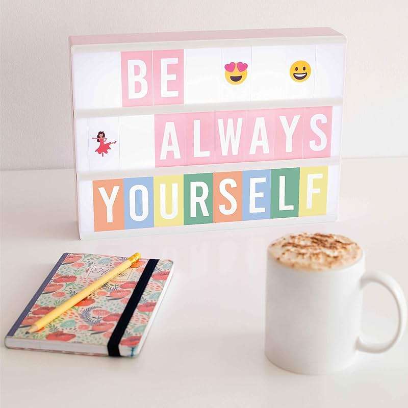 BONNYCO Pink Cinema Light Box with 400 Letters, Emojis, 2 Markers. Led Light Box Home Office and Room Decor, Cinema Led Sign Letters Board. Gifts for Women Girls Christmas Birthdays, Pink Decor - Image 6