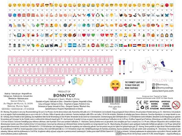 BONNYCO Pink Cinema Light Box with 400 Letters, Emojis, 2 Markers. Led Light Box Home Office and Room Decor, Cinema Led Sign Letters Board. Gifts for Women Girls Christmas Birthdays, Pink Decor - Image 10