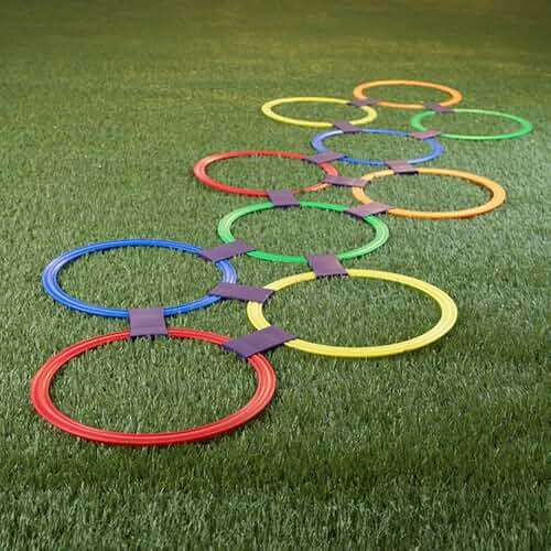 HEY! PLAY! Hopscotch Rings Game - Ten 11-Inch Plastic Rings and 15 Connectors for Indoor and Outdoor Use - Play Set for Girls and Boys (Multicolored) - Image 5