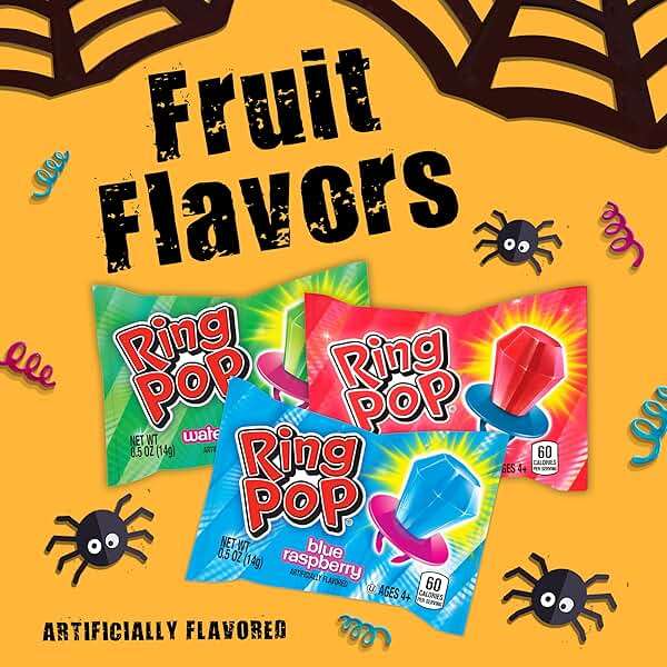 Ring Pop Lollipops - Bulk Candy Individually Wrapped Suckers Variety Party Pack- 50 Count w/Assorted Flavors - Hard Candy for Party Favors, Kids & Goodie Bags, 25 Ounce - Image 4
