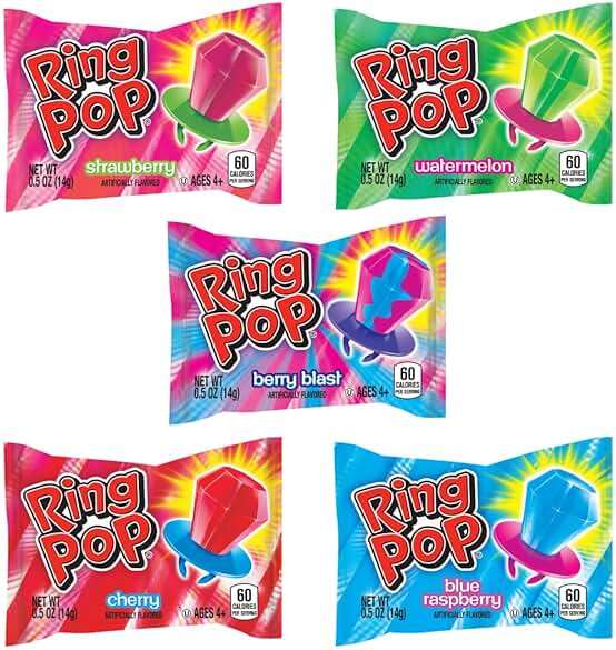 Ring Pop Lollipops - Bulk Candy Individually Wrapped Suckers Variety Party Pack- 50 Count w/Assorted Flavors - Hard Candy for Party Favors, Kids & Goodie Bags, 25 Ounce - Image 6