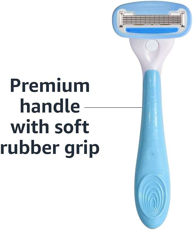 Amazon Basics 5-Blade Razor Handle for Women, Includes 12 Cartridges and Shower Hanger, 14 Piece Set, Blue - Image 5