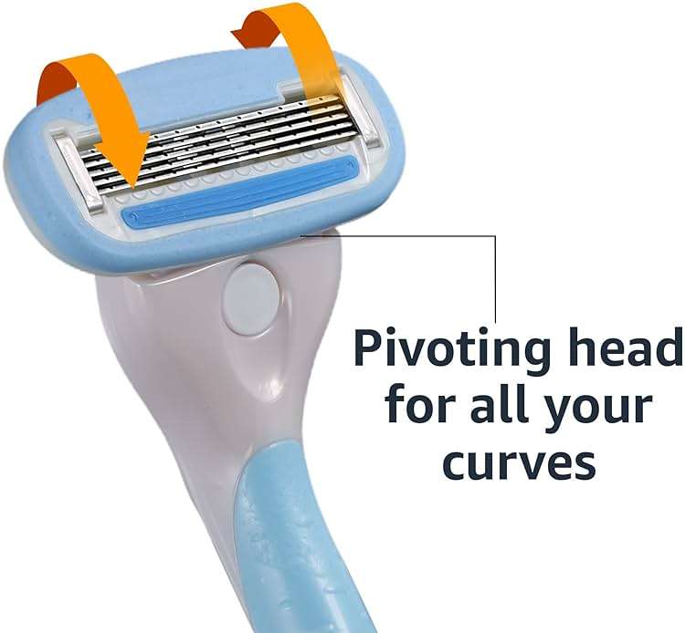 Amazon Basics 5-Blade Razor Handle for Women, Includes 12 Cartridges and Shower Hanger, 14 Piece Set, Blue - Image 6