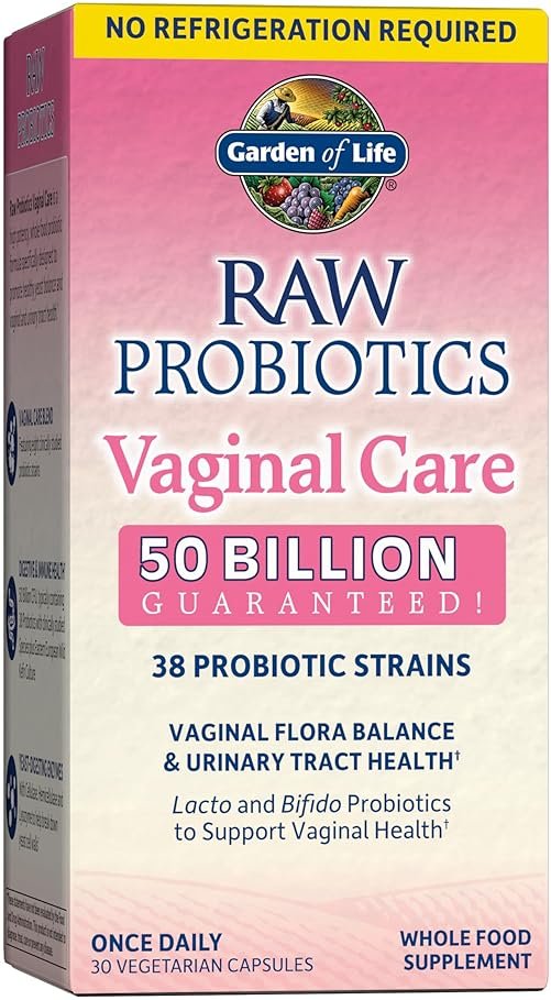 Garden of Life Raw Probiotics Vaginal Care - 50 Billion CFU - 38 Probiotic Strains - Supports Vaginal & Urinary Tract Health - Shelf Stable - 30 Vegetarian Capsules - Product Image