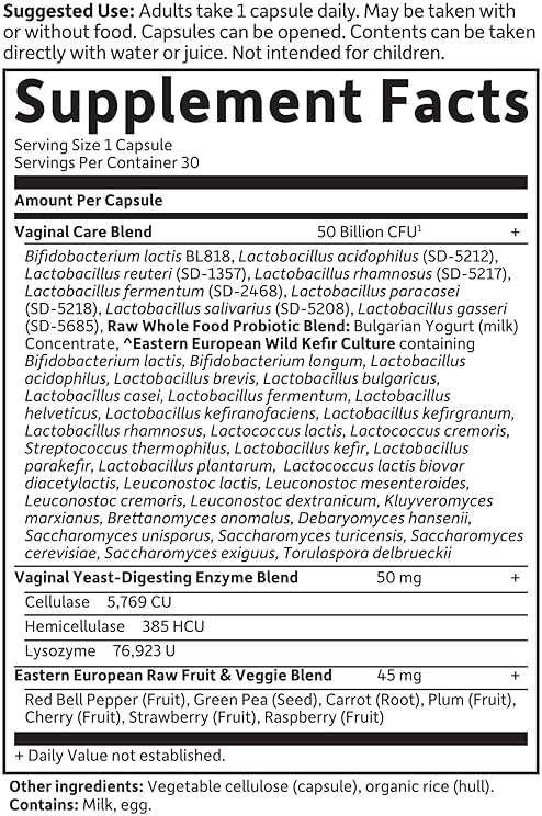 Garden of Life Raw Probiotics Vaginal Care - 50 Billion CFU - 38 Probiotic Strains - Supports Vaginal & Urinary Tract Health - Shelf Stable - 30 Vegetarian Capsules - Image 6