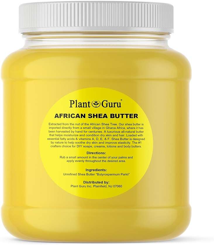 Plant Guru Raw African Shea Butter 3 lbs. Bulk 100% Pure Natural Unrefined YELLOW Grade A - Ideal Moisturizer For Dry Skin, Body, Face And Hair Growth. Great For DIY Soap and Lip balm Making. - Image 1