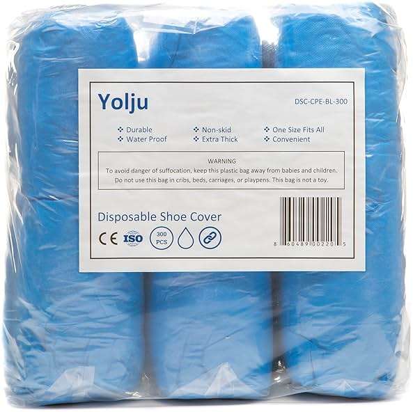 Yolju 300 Pack Disposable Shoe Covers with a Bonus Small Storage Box | Waterproof, Durable CPE Material - Image 2