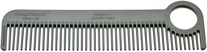 Chicago Comb Model 1 Carbon Fiber, Made in USA, smooth, strong, and light, anti-static, heat-resistant, 5.5 inches (14 cm) long, ultimate daily use, pocket, and travel comb - Image 1