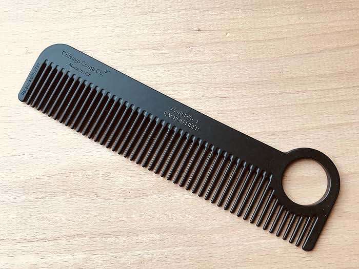 Chicago Comb Model 1 Carbon Fiber, Made in USA, smooth, strong, and light, anti-static, heat-resistant, 5.5 inches (14 cm) long, ultimate daily use, pocket, and travel comb - Image 2