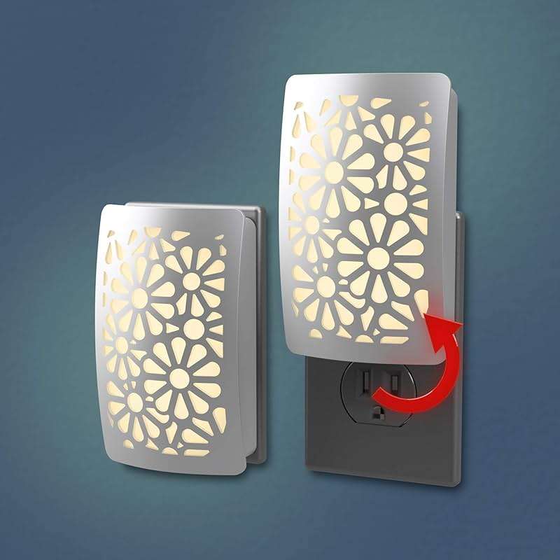 Westek NL-DPFL-N Floral Decoplug Night Light, Satin Nickel - Image 4