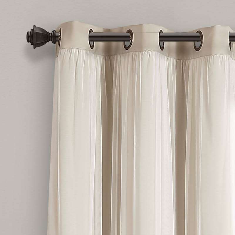 Lush Decor Sheer Grommet Curtains With Insulated Blackout Lining, Window Curtain Panels, Pair, 38"W x 84"L, Wheat - Curtain With Sheer Overlay, Elegant Blackout Curtains for Bedroom - Image 5