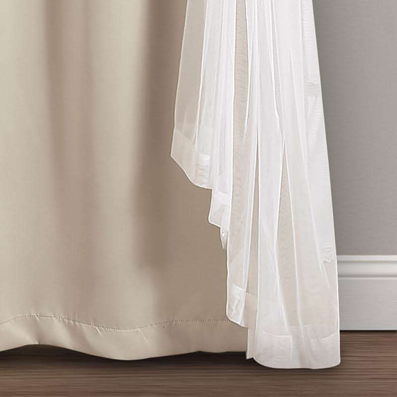 Lush Decor Sheer Grommet Curtains With Insulated Blackout Lining, Window Curtain Panels, Pair, 38"W x 84"L, Wheat - Curtain With Sheer Overlay, Elegant Blackout Curtains for Bedroom - Image 6