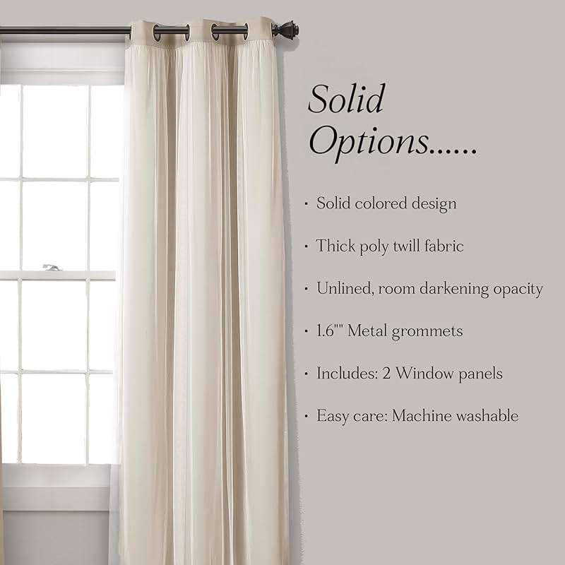 Lush Decor Sheer Grommet Curtains With Insulated Blackout Lining, Window Curtain Panels, Pair, 38"W x 84"L, Wheat - Curtain With Sheer Overlay, Elegant Blackout Curtains for Bedroom - Image 8