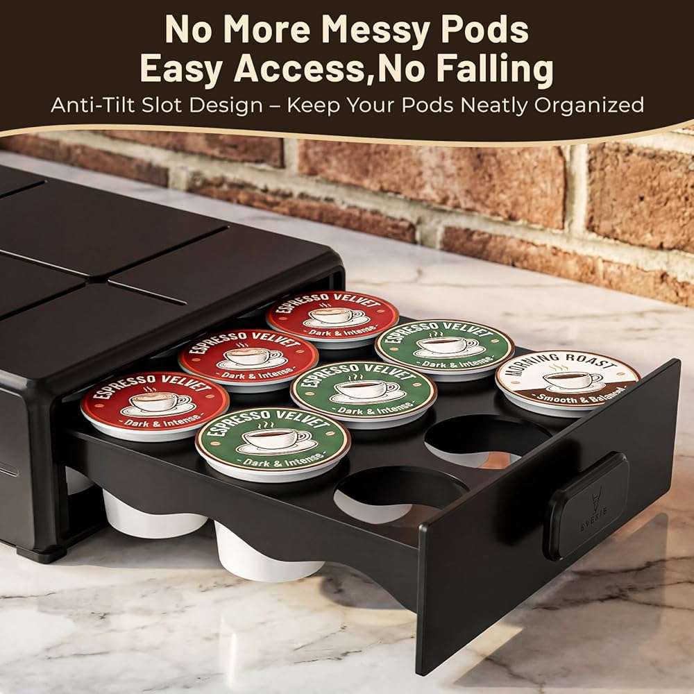 EVERIE Coffee Pod Organizer Drawer for Keurig K-Cup Pods, Holds 18 Pods - Compact, Easy-Access Design with Smooth Glide, Ideal for Small Spaces and Coffee Machines - Image 4